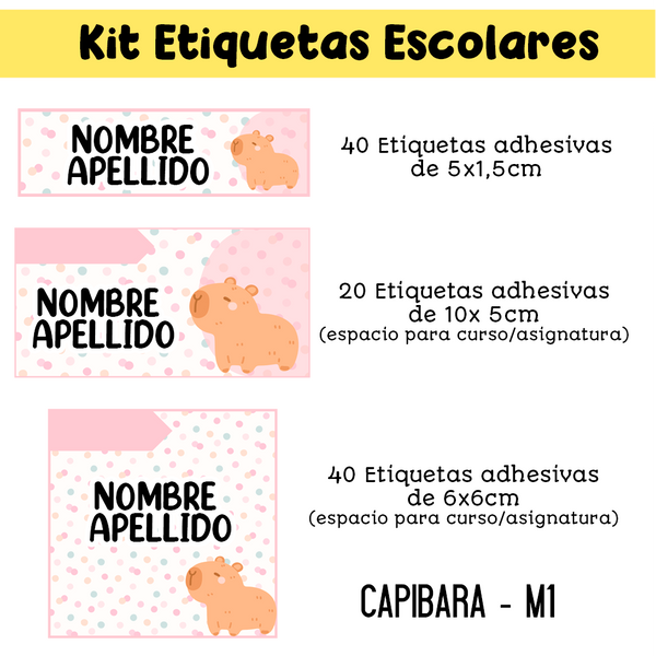 Kit Etiquetas Escolares Capibara